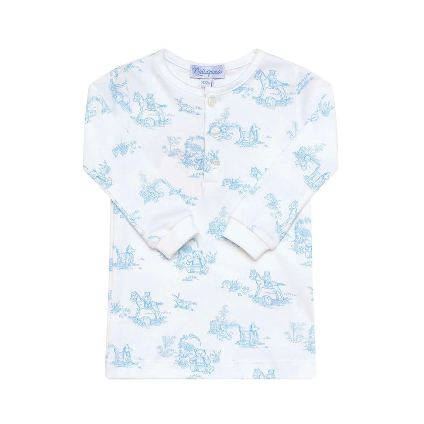 Blue Toile Baby Pajamas