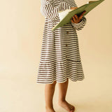 Organic Tiered Dress - Plum Stripes