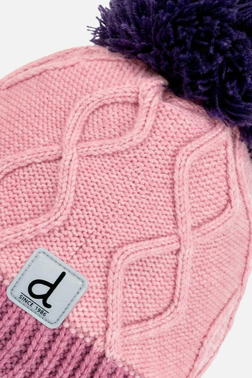 Baby Winter Peruvian Knit Hat With Pompom Pink And Mauve
