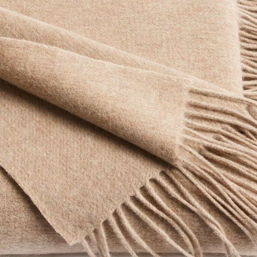 Cashmere Fringe Throw in Beige