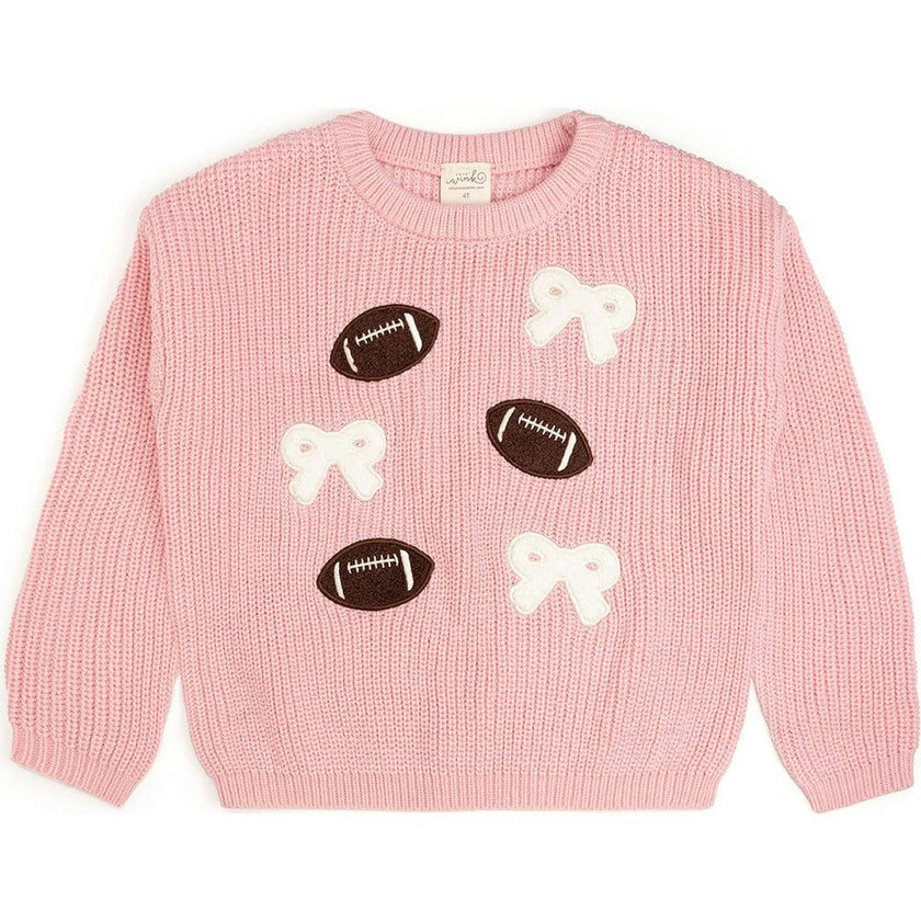 Football Bows Patch Knit Sweater