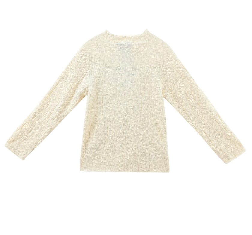 Cream Ribbed Sweater with Lace Skirt