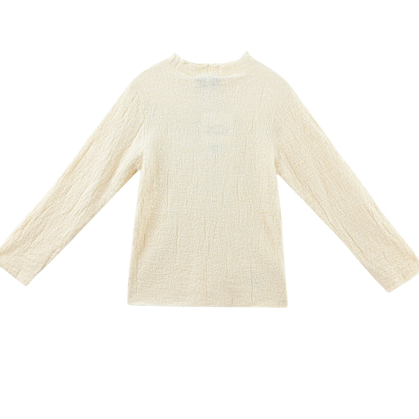 Cream Ribbed Sweater with Lace Skirt