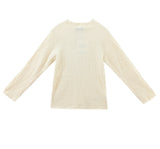 Cream Ribbed Sweater with Lace Skirt