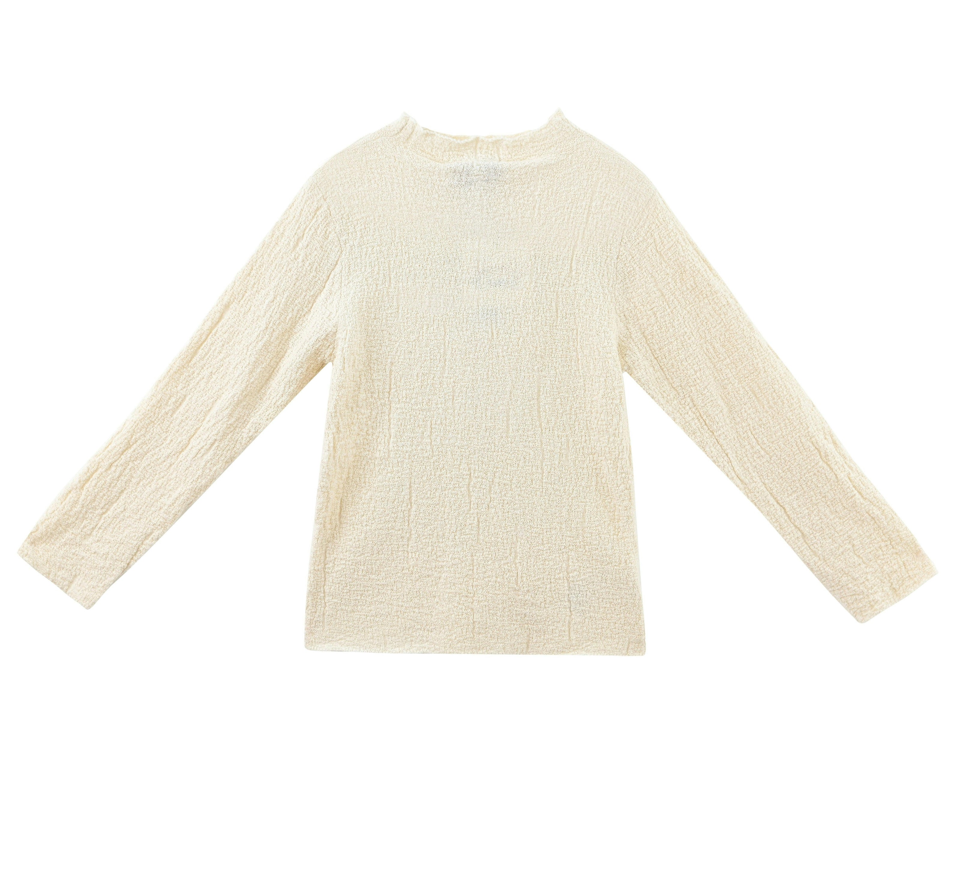 Cream Ribbed Sweater with Lace Skirt