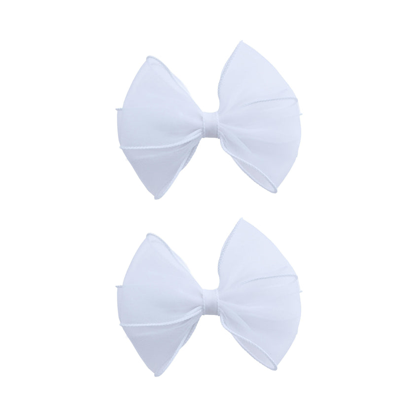 White Whisper Bow Hair Clip Set