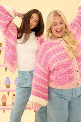 Bailey Cardigan in Pink Stripes