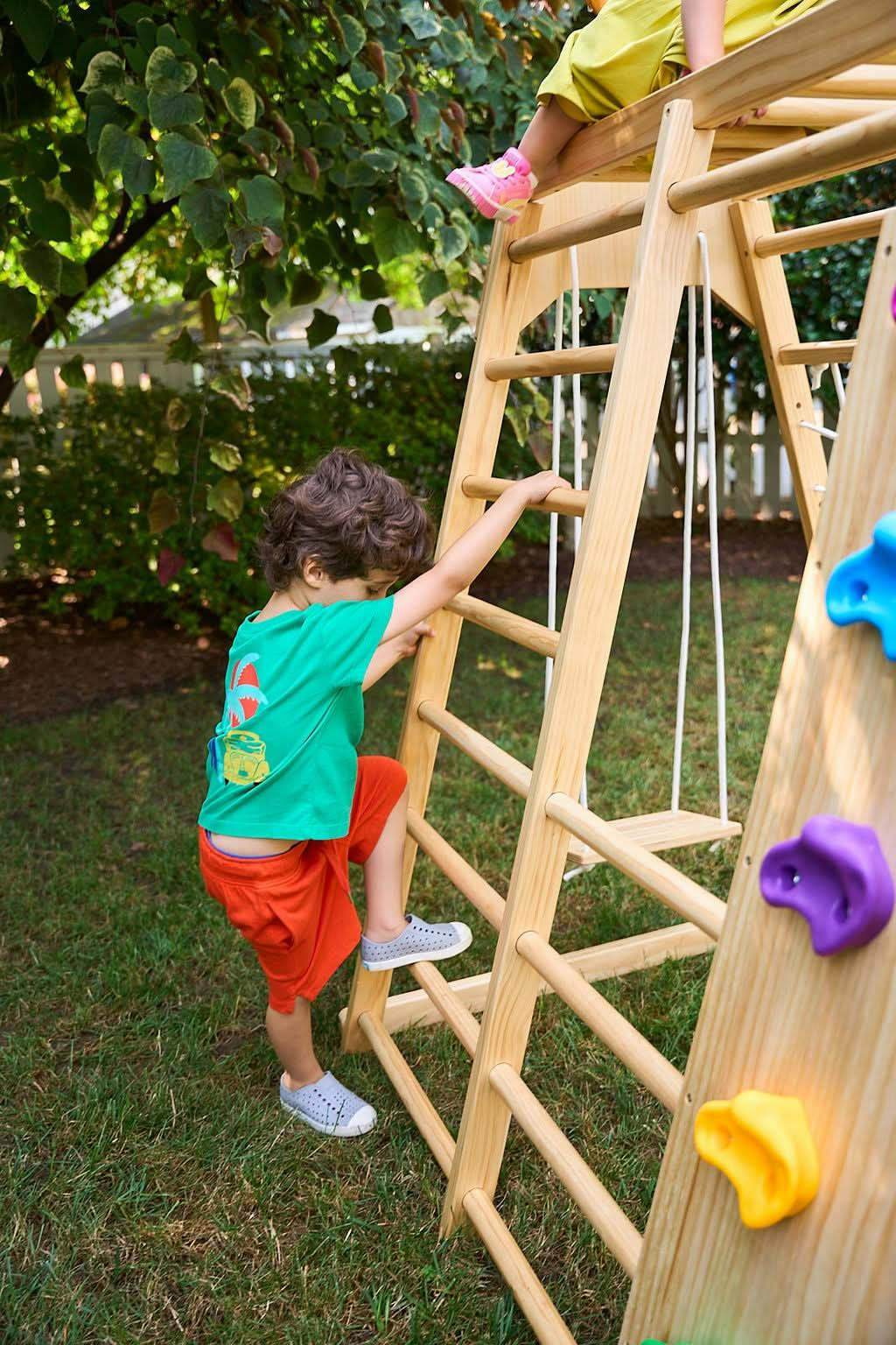 Magnolia 7-in-1 Real Wood Playset | Indoor & Outdoor Climbing Gym for Kids
