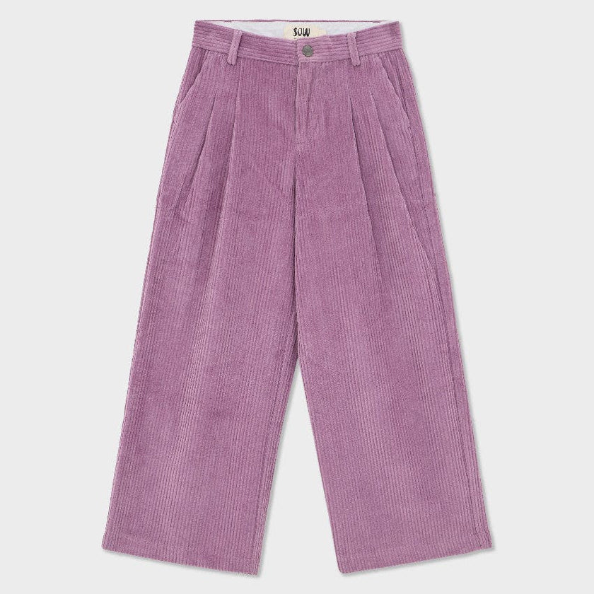Organic Cotton Corduroy Double Pleated Wide Leg Pants