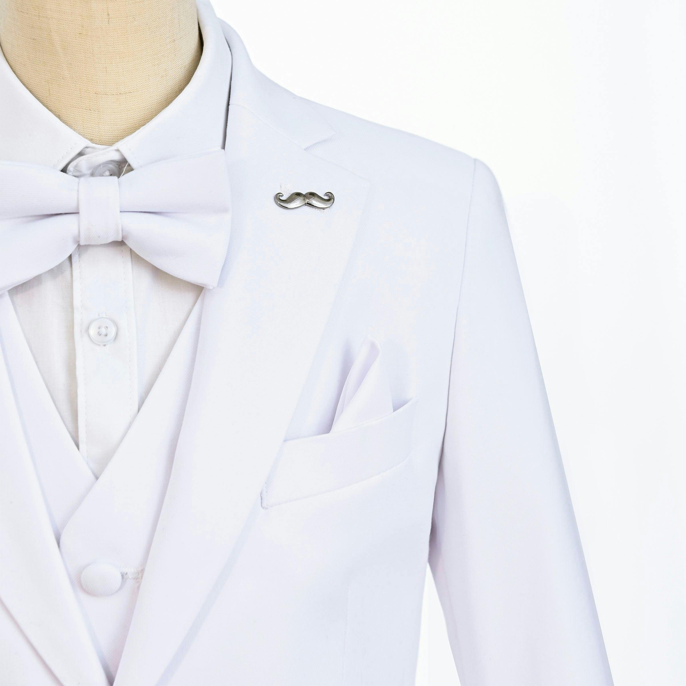 White Peak Lapel Trim Wool Suit
