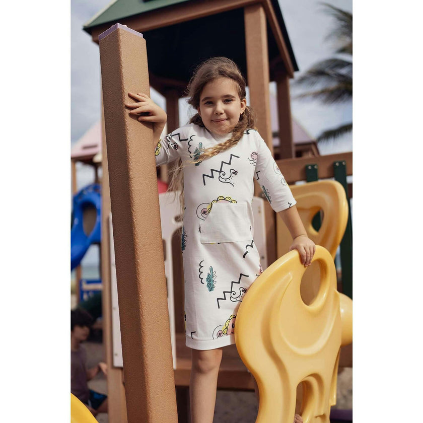 Coloring Book 3-Quarter Sleeve Dress