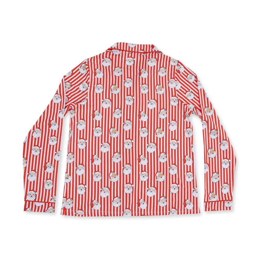 Vintage Santa Stripe - Adult Long Sleeve Coat Style and Pant with Pockets