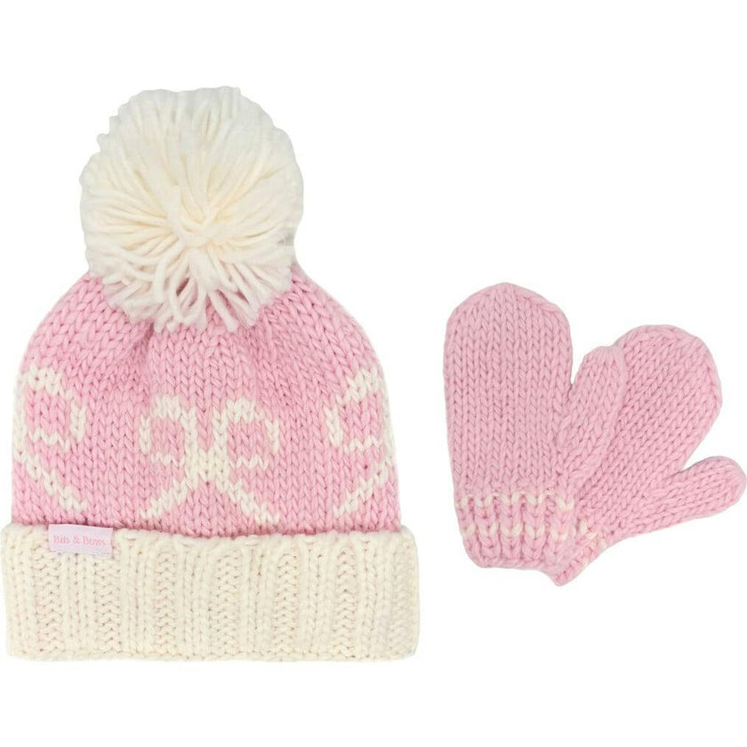 Bows Bobble Hat & Mittens Set