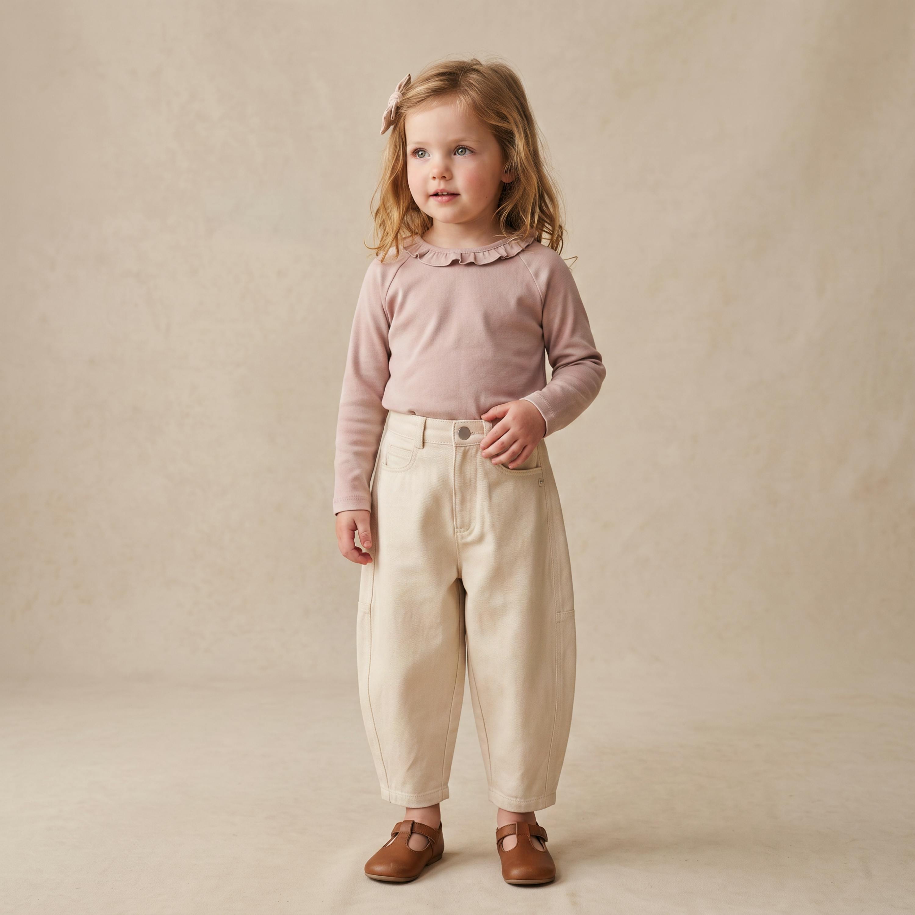 Organic Ruffle Neck Top - Dusty Rose