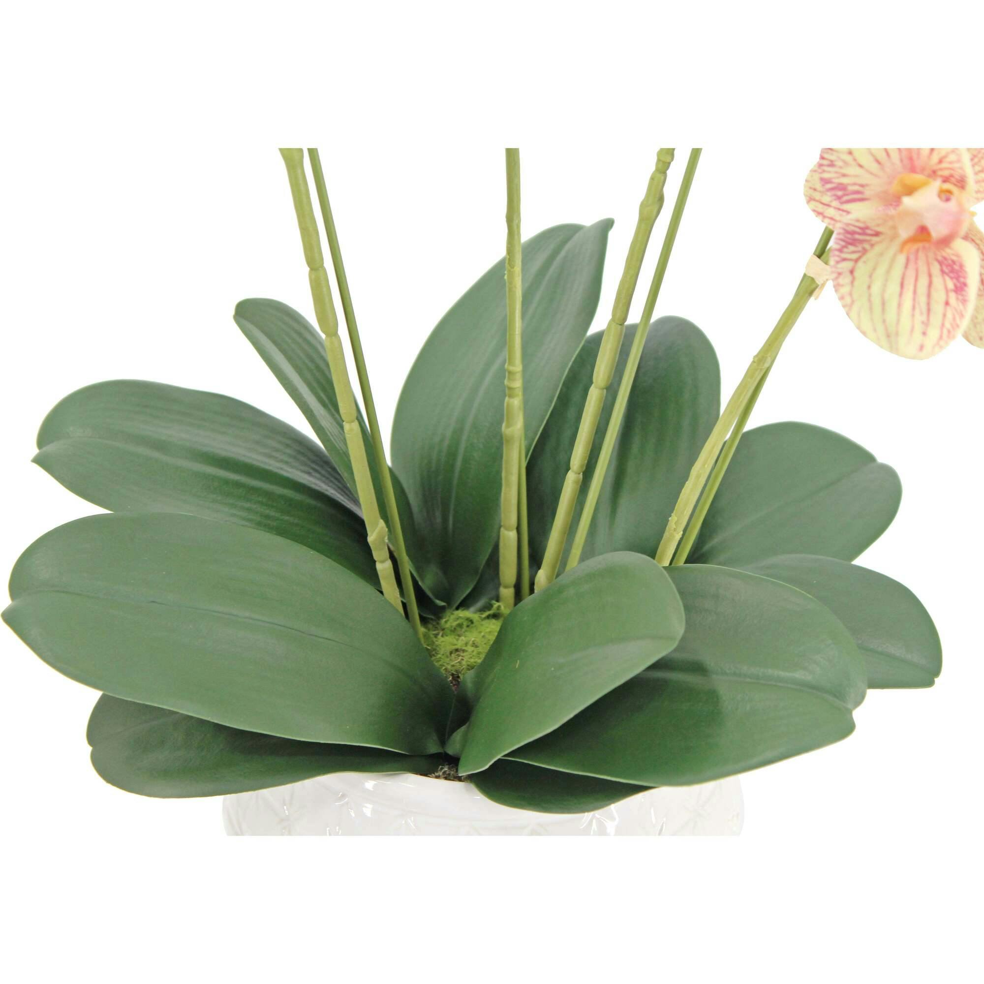 Artificial 4-Stem Phalaenopsis Orange Orchid