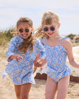 Ruched Swimsuit in Blue Betsy