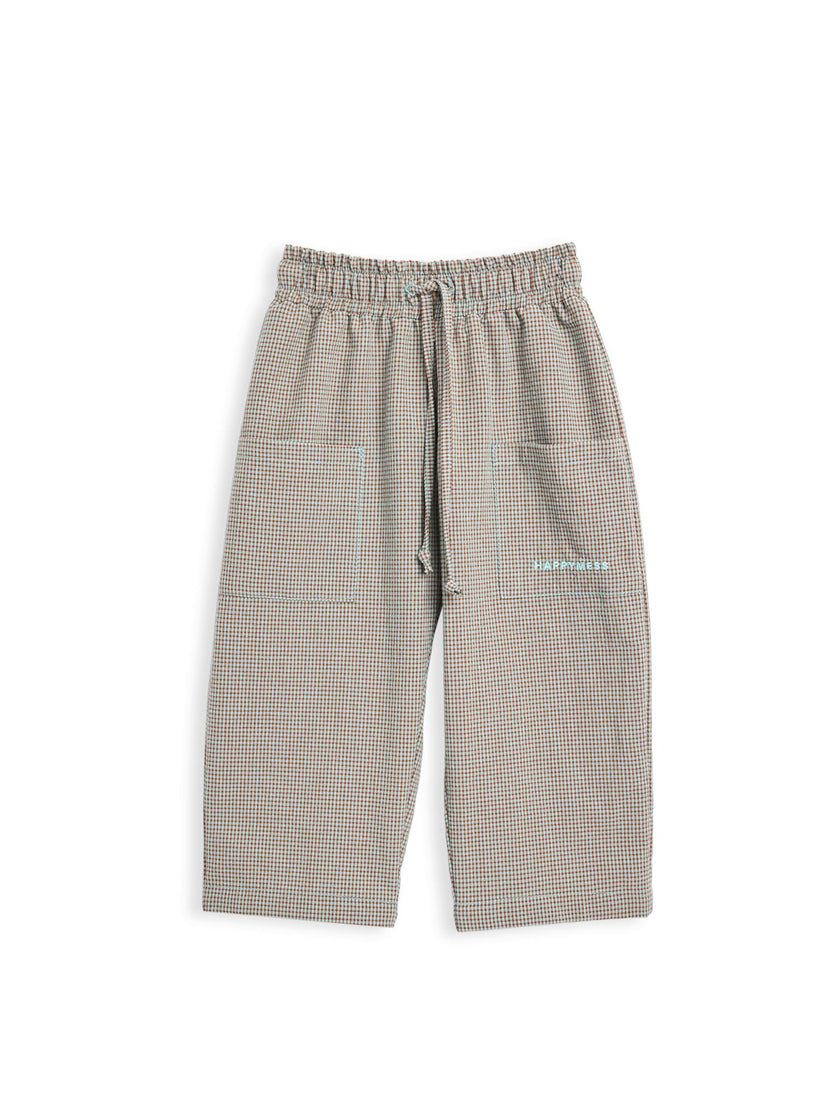 children's vichy trousers - foggy brown