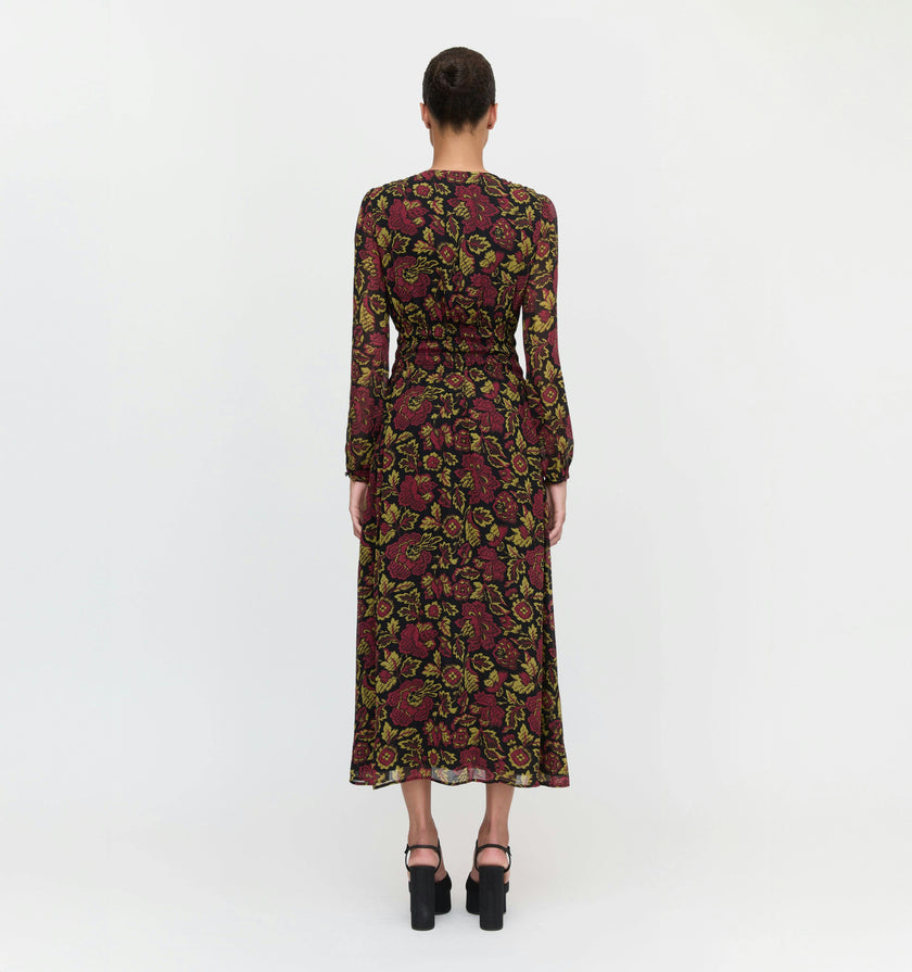 The Rosely Dress - Black Palampore Floral
