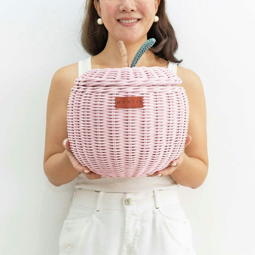 Apple Rattan Storage Basket Pink - Small