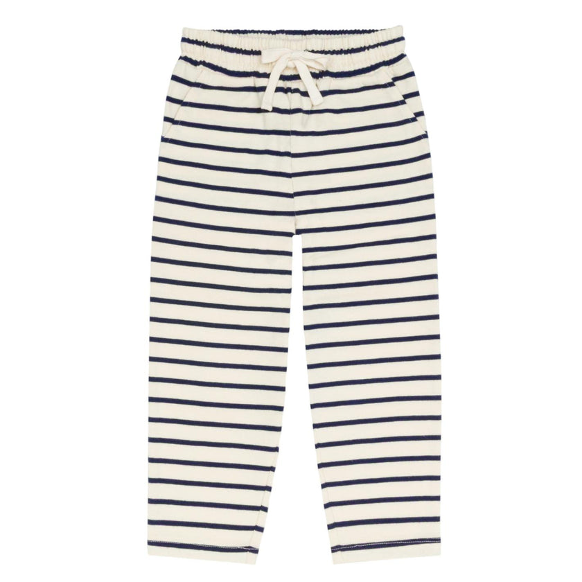 unisex cream and navy stripe pant