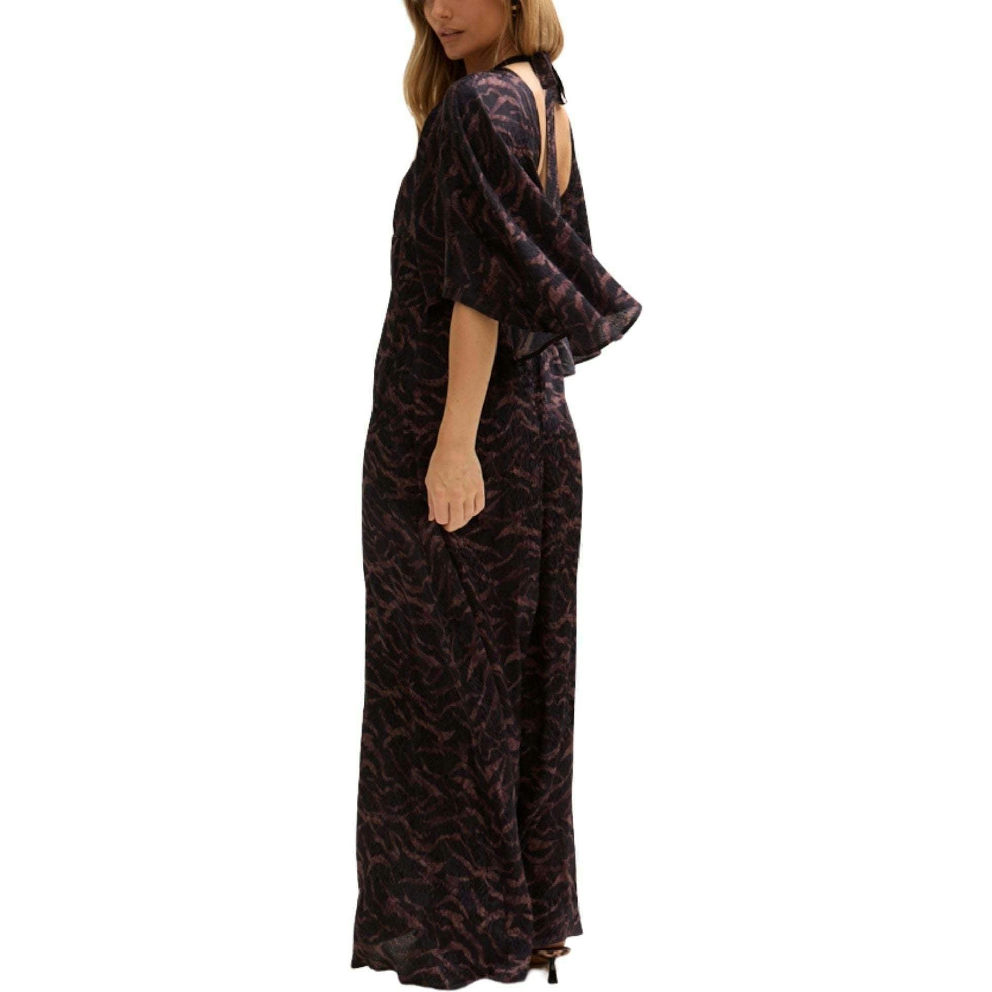 Lydia Angel Sleeve Midnight Print Maxi Dress