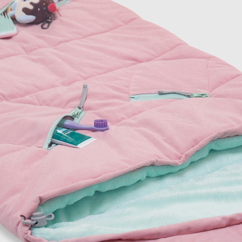 Sleep-N-Pack™ – Little Kid Size | Bows & Ruffles Cotton Candy Pink Corduroy