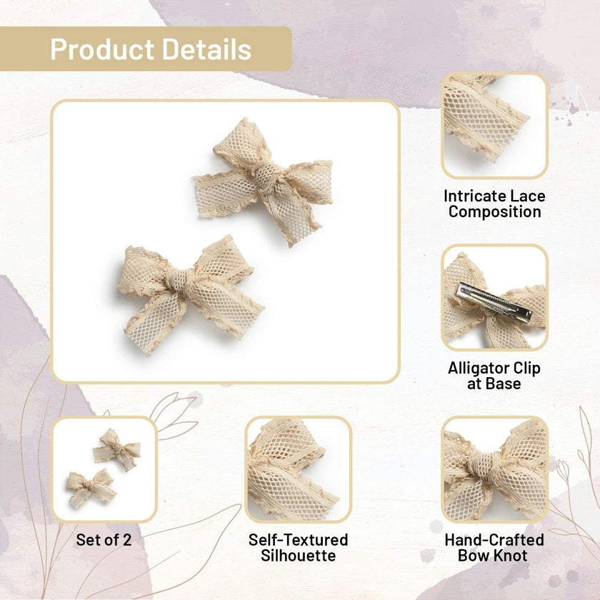 Halo Luxe Mae Lattice Lace Double Clip Set - Sand