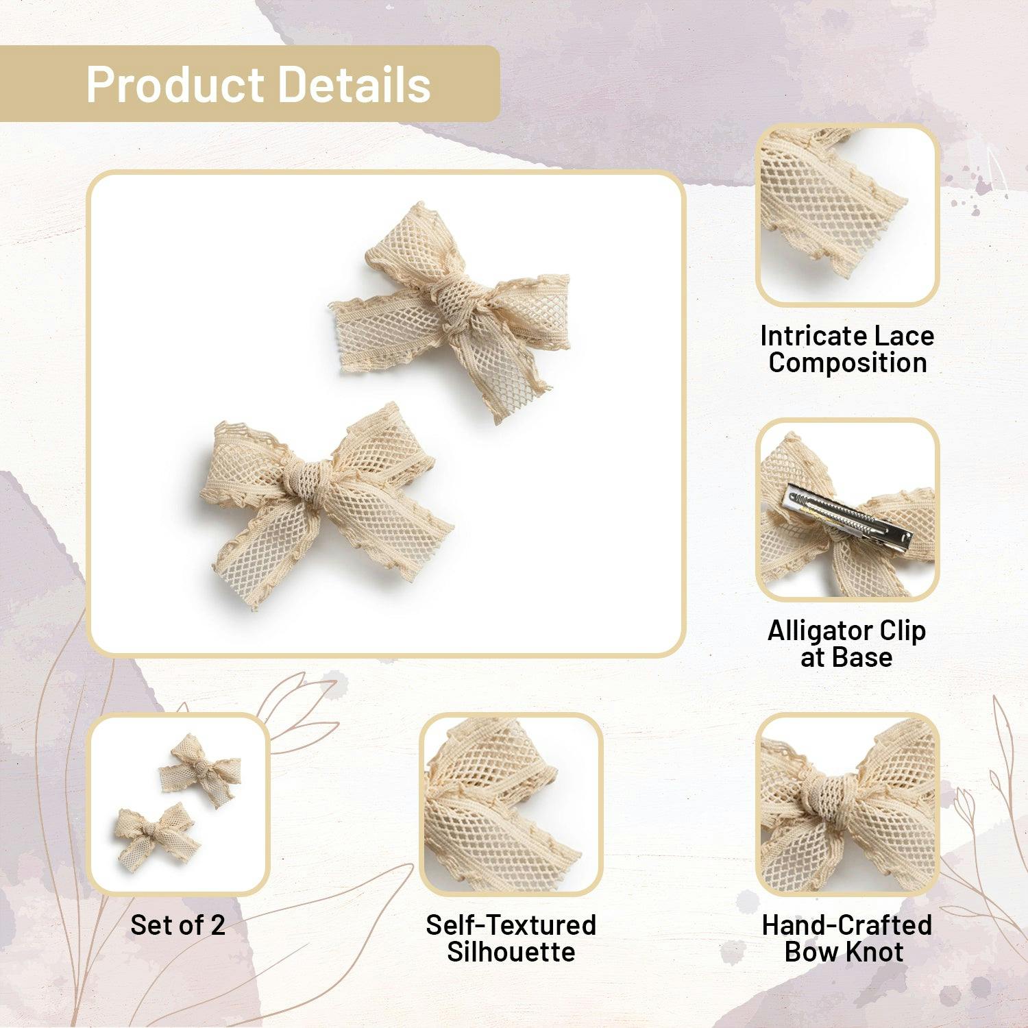 Halo Luxe Mae Lattice Lace Double Clip Set - Sand