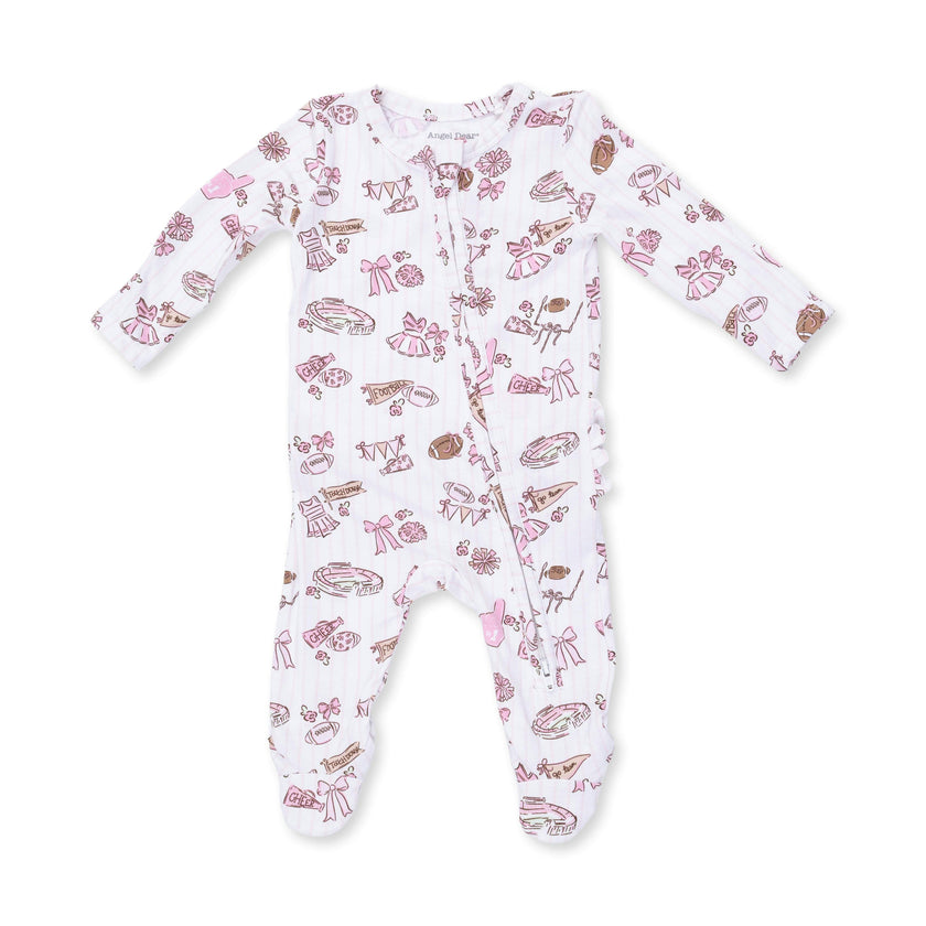 Football Cheer Nursery - 2 Way Ruffle Back Zipper Footie