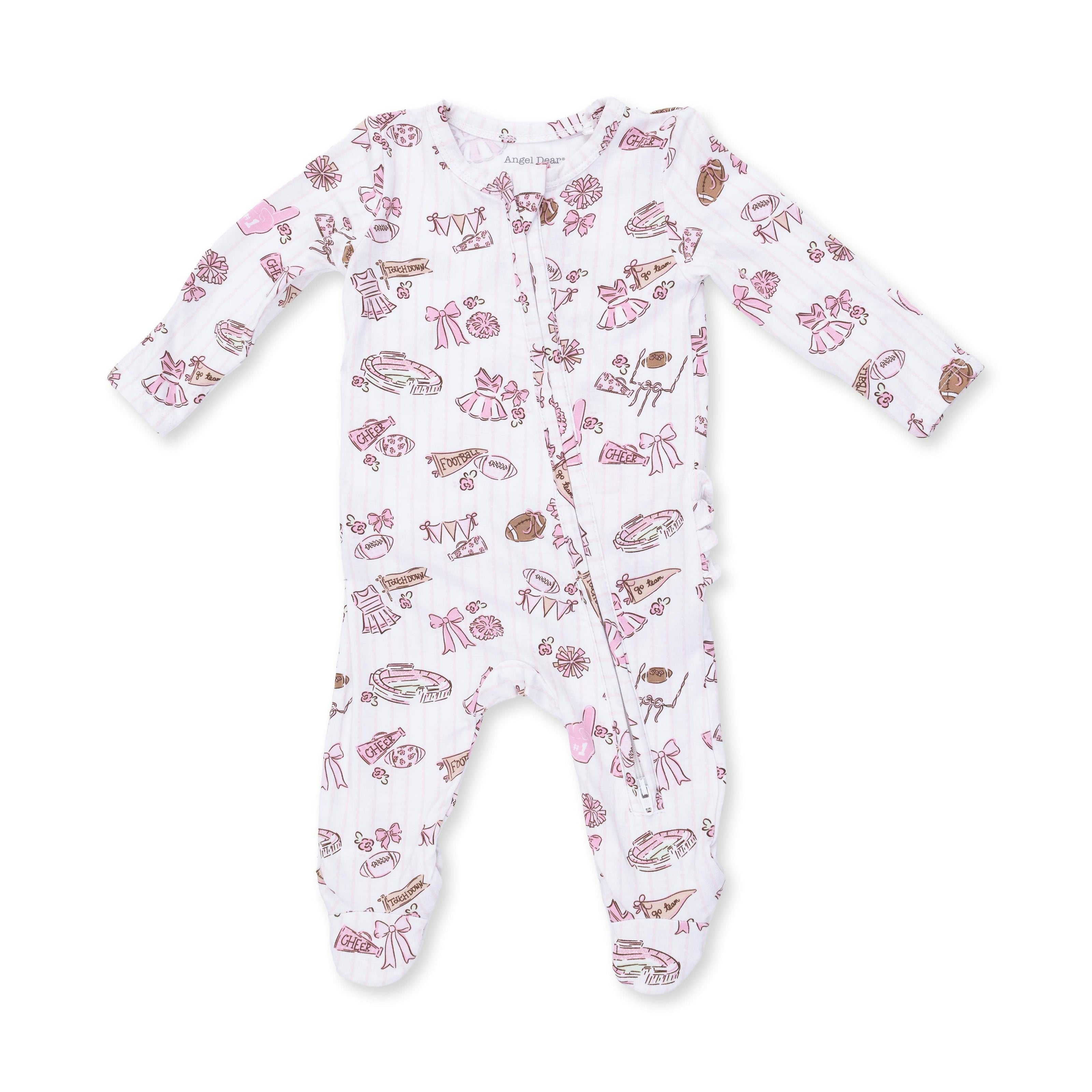 Football Cheer Nursery - 2 Way Ruffle Back Zipper Footie