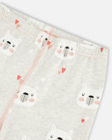 Organic Cotton Long Sleeve Printed Bears One Piece Pajama Oatmeal Mix