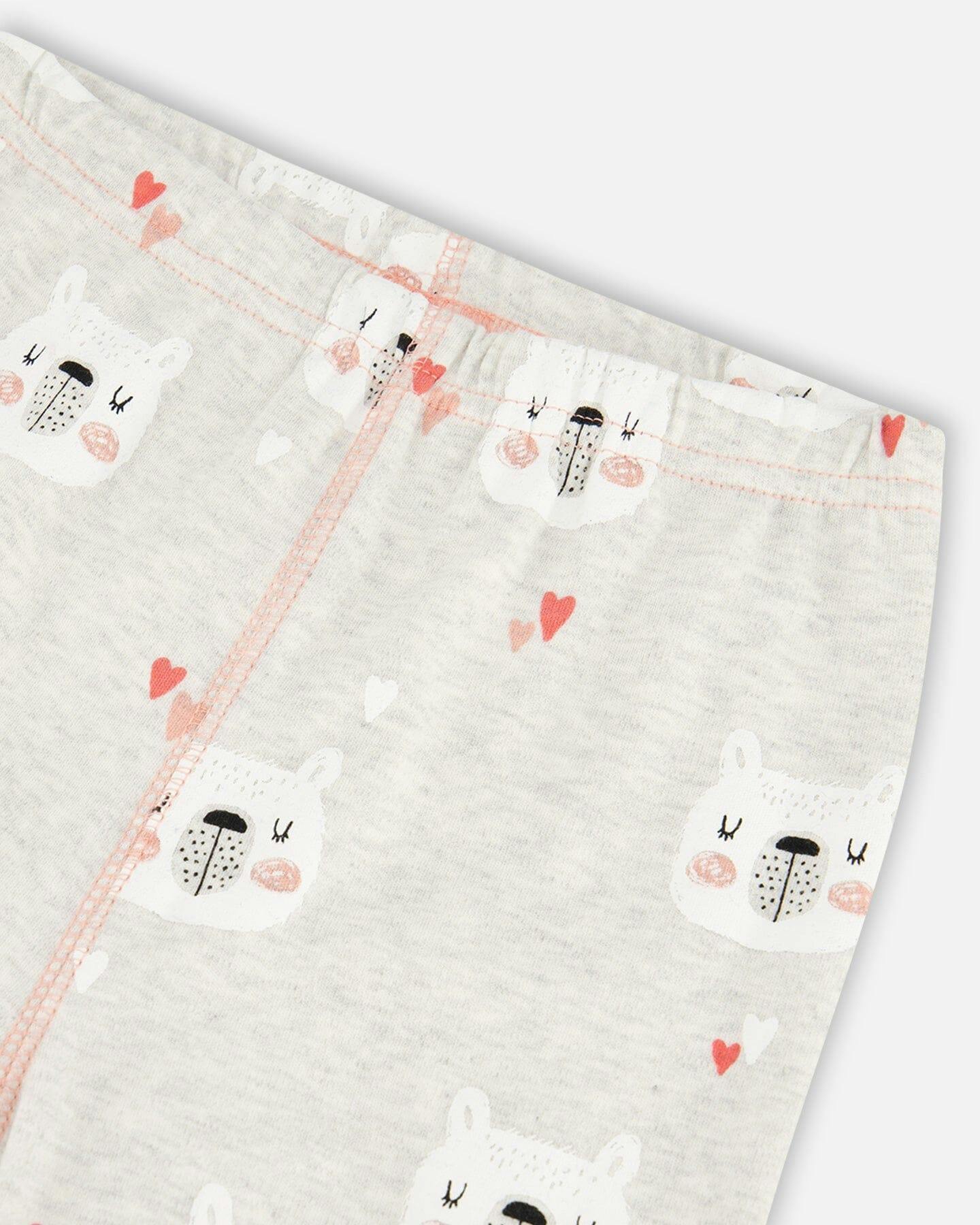 Organic Cotton Long Sleeve Printed Bears One Piece Pajama Oatmeal Mix