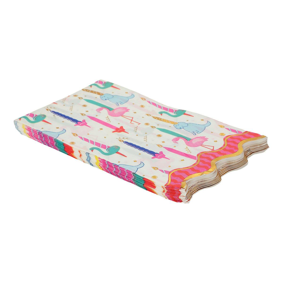 Packed Party Blow Out the Candles Birthday Animals Guest Napkins 16ct - Gold Foil Party Animal and Candle Design 3-Ply Napkins