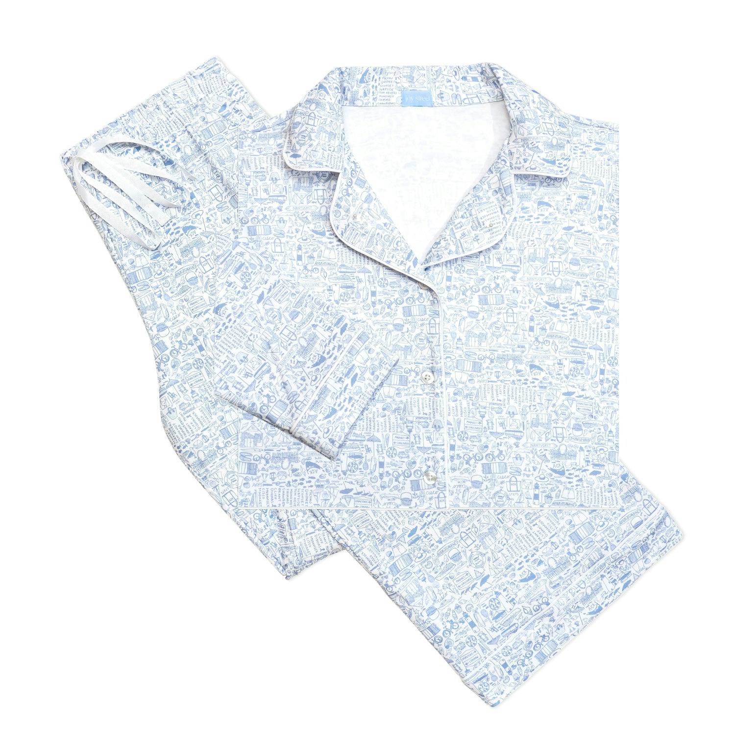 Nantucket Women’s Button Front Long Pajama Set