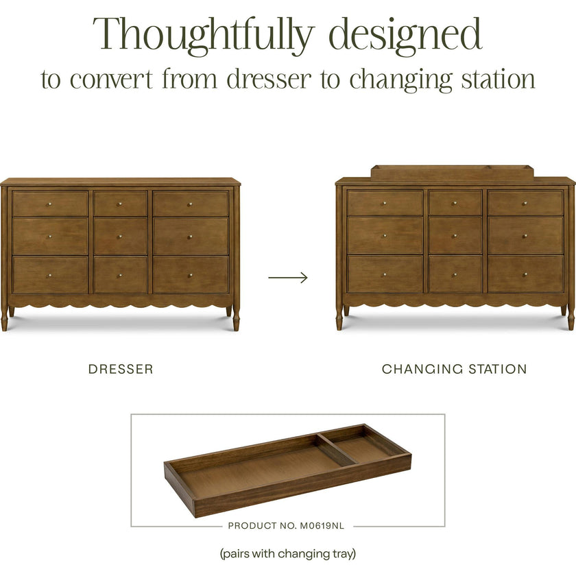 Ambrosia 9-Drawer Assembled Dresser in Natural Walnut