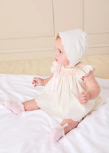 Scallop Edge Embroidered Bonnet in Pink (XS-M)