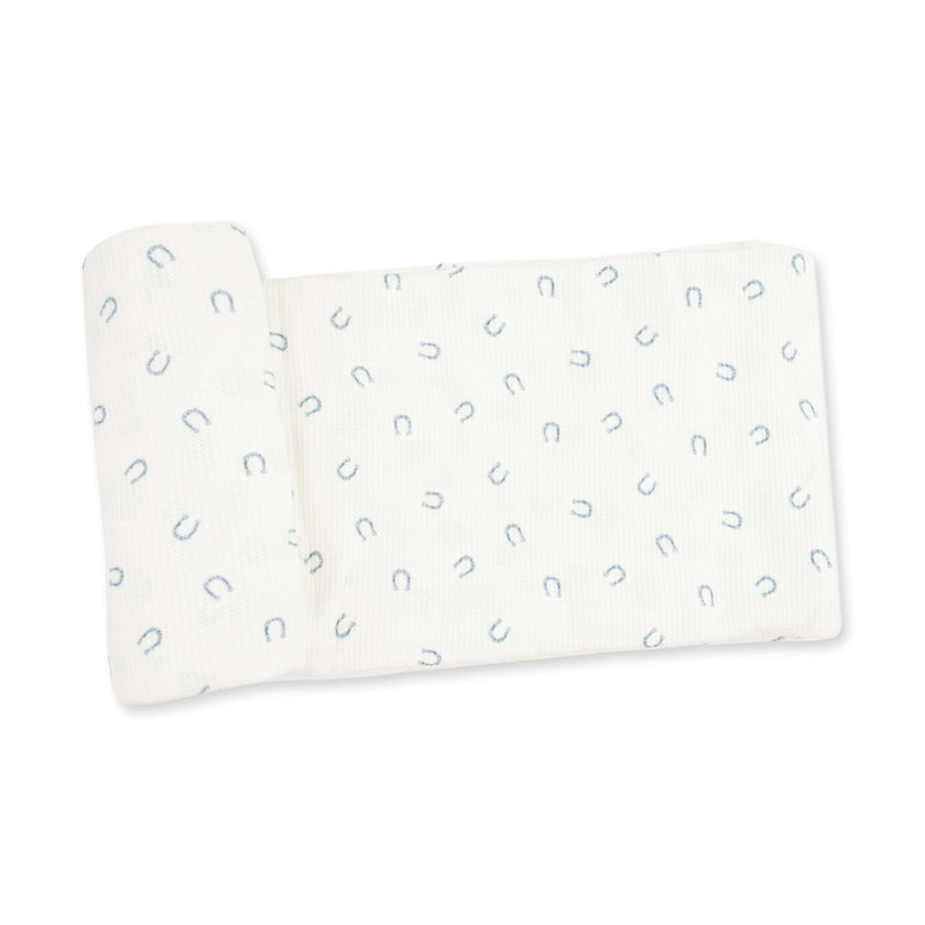 Little Horseshoes Blue - Swaddle Blanket