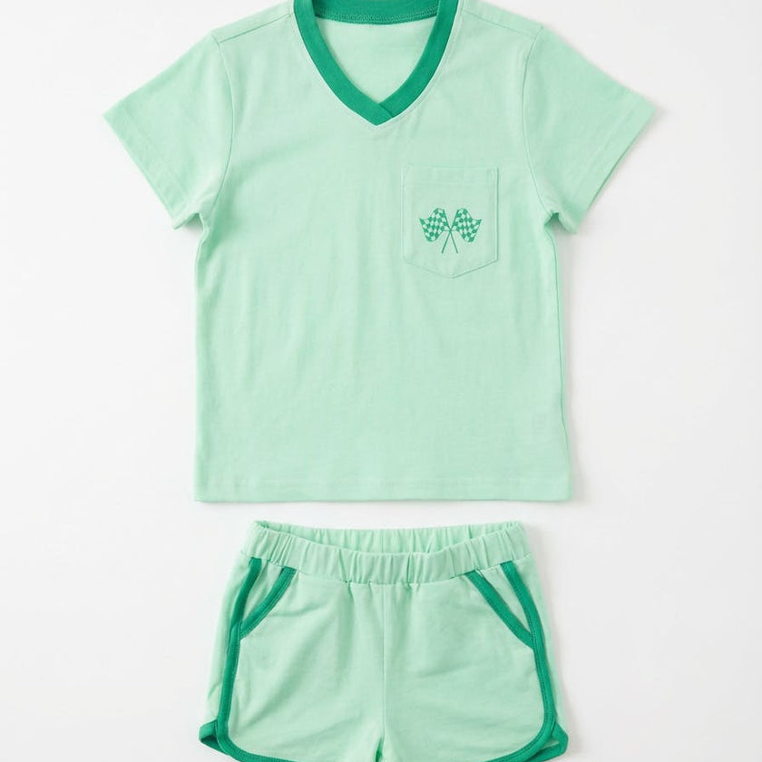 Boys Shorts Set with Race Flags