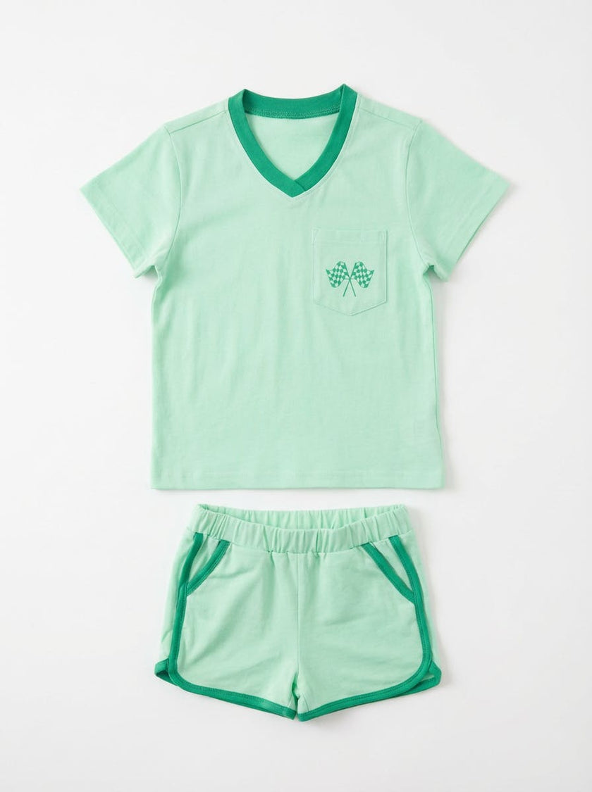Boys Shorts Set with Race Flags