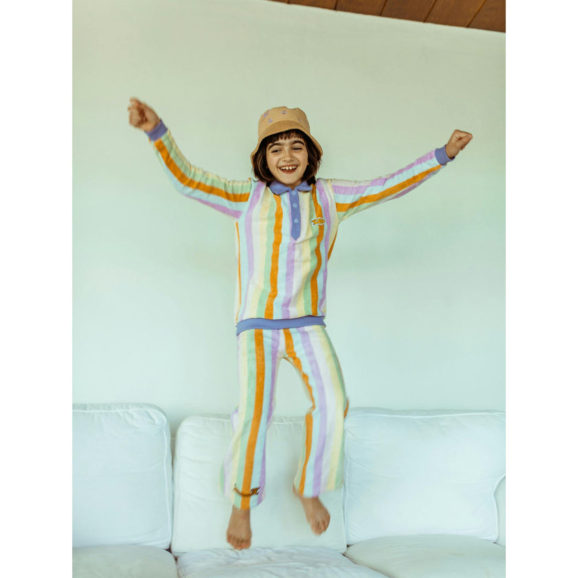 children's terry culotte pants - sunset stripes