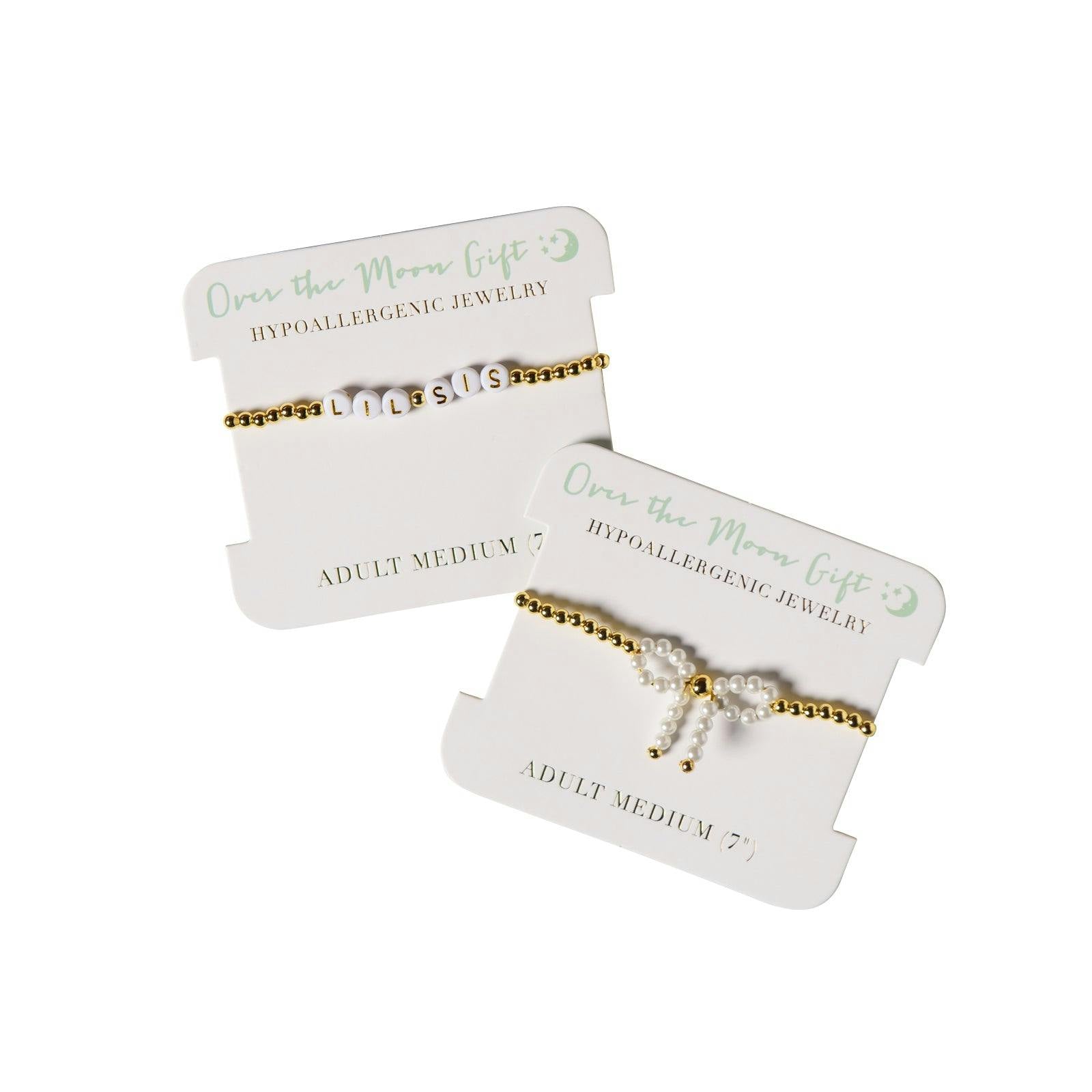 BIG SIS Gold Bead & White Letters Bracelet