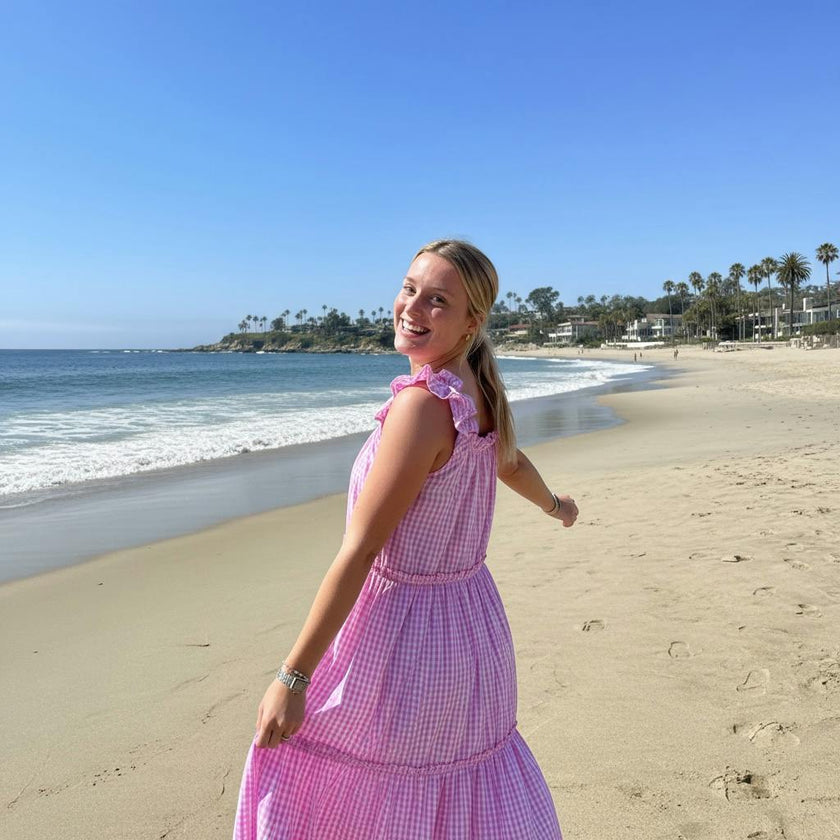 Women's Hepburn Gingham Pink Nightie