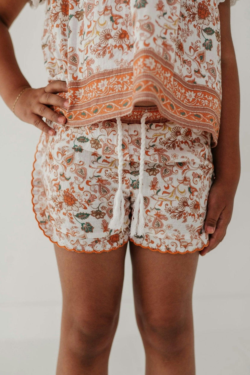 Girls Embroidery Shorts in Harlow Boho Border