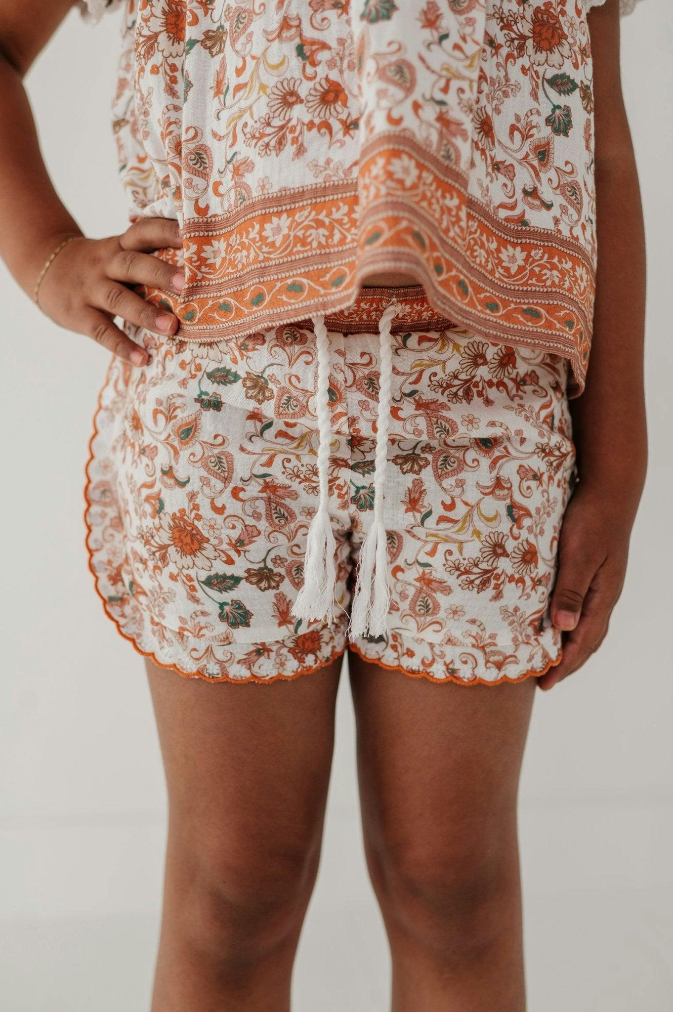 Girls Embroidery Shorts in Harlow Boho Border