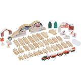 Manhattan Toy Alpine Express 49-Piece Wooden Toy Train Set with Scenic Accessories for Toddlers 3 Years and Up