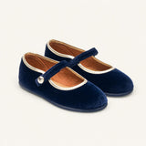 Golden Trim Mary Jane | Navy Velvet