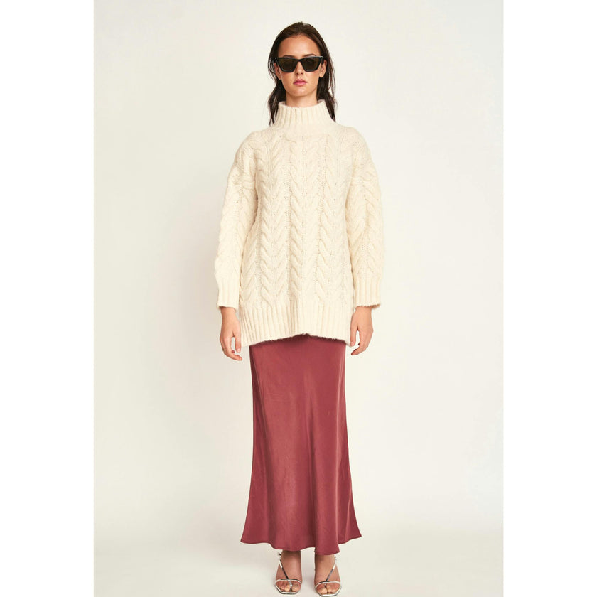 Salida Cable Turtleneck in Alabaster