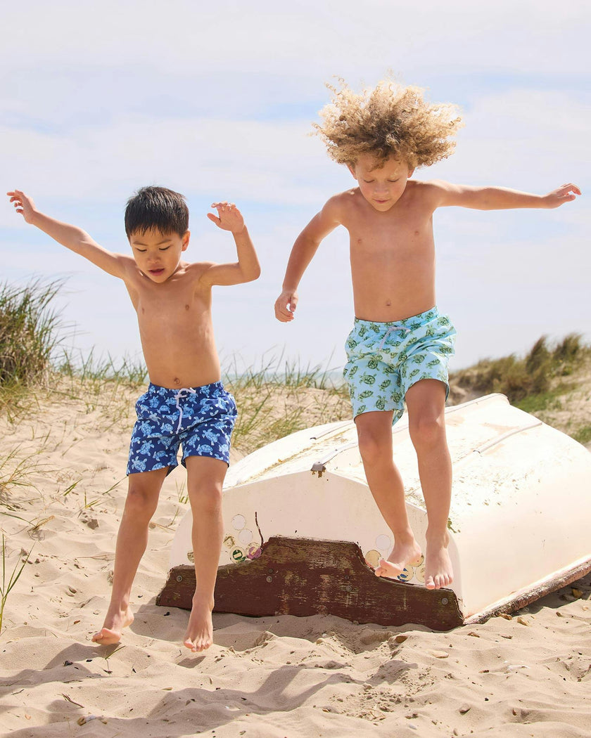 Boys Swimshorts in Navy Turtle