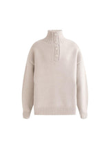 Beige Button-Up Ribbed Sweater