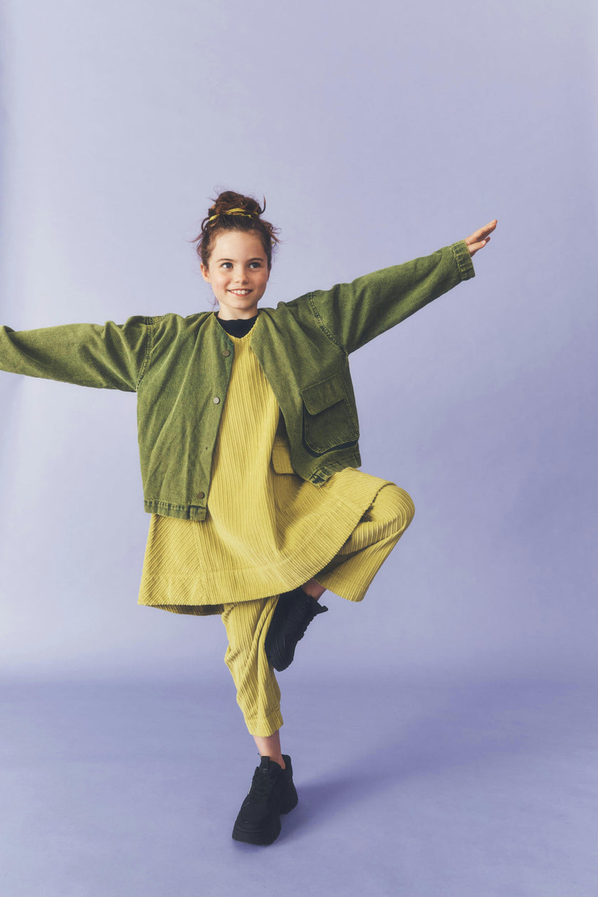 Avery Acid Green Cord Dress